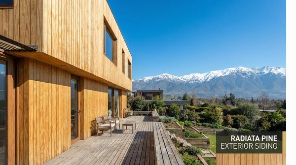 Residential wall clad with radiata pine plywood siding