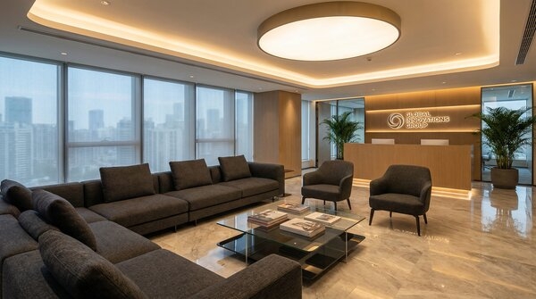 Commercial office seating and lounge furniture in a contemporary workspace