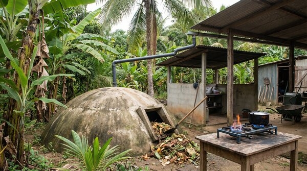 Biodigester tank installed for decentralised wastewater treatment