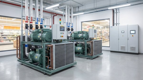 Transcritical CO2 rack system with multiple compressors