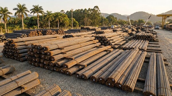 Reinforcing bar bundles stored in open yard